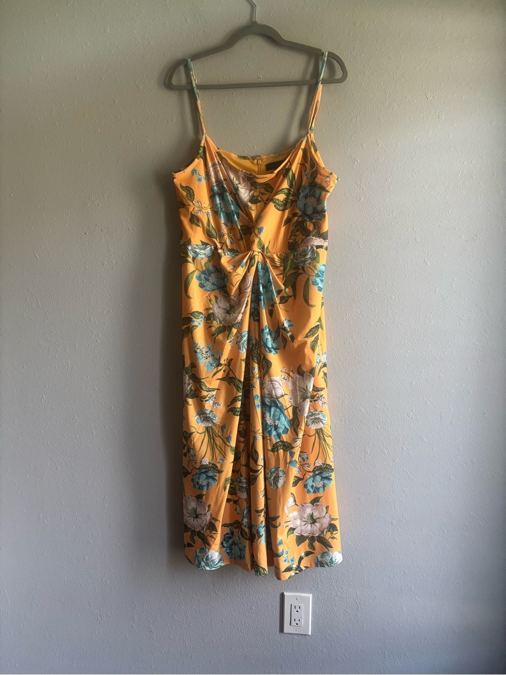 Rachel Roy Yellow Twist-Front Spaghetti Strap Midi Dress